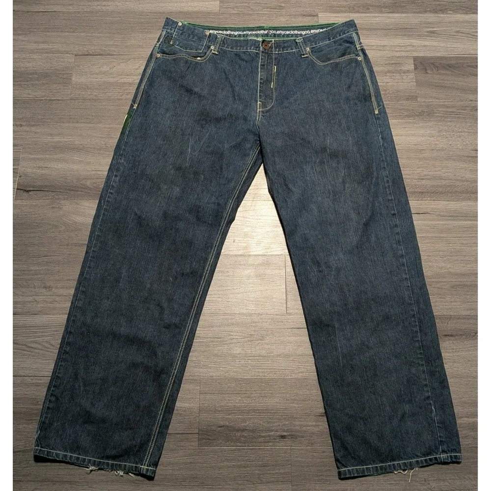 Vintage Enyce Men's Baggy Hip Hop Grunge Wide Leg Dark‎ Wash Denim Size 42x32.5